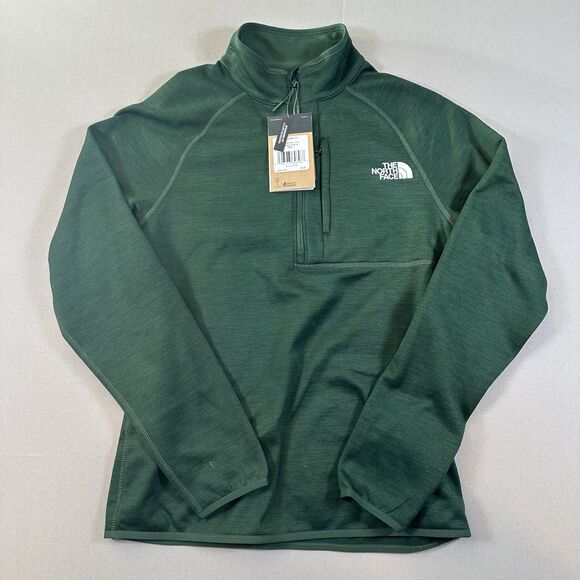 NWT THE NORTH FACE Men's Sweater Size Small Pine Needle Green Half Zip Fleece - Picture 1 of 6